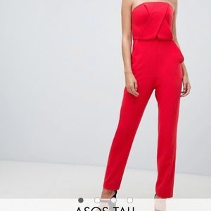 ASOS Tall structured bandeau jumpsuit with peg leg